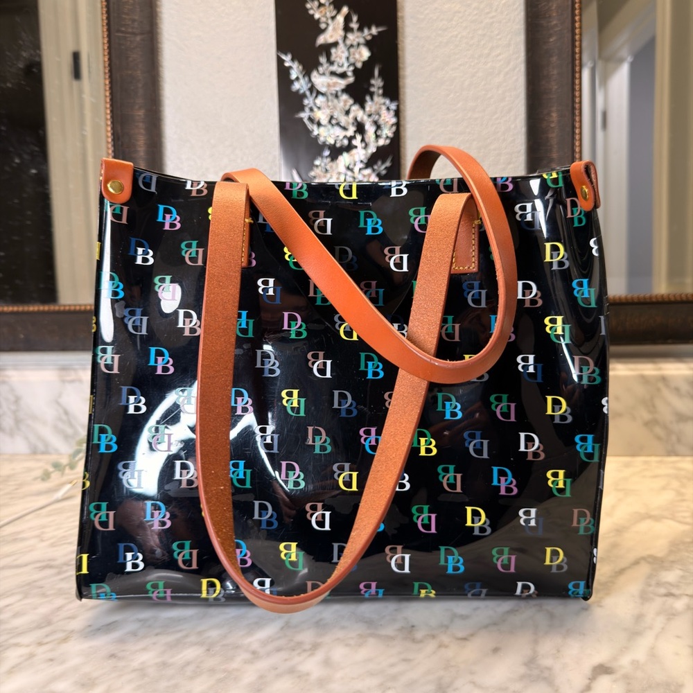 Dooney & Bourke Black Tote with Multicolor Logo - Picture 3 of 5